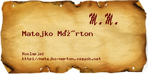 Matejko Márton névjegykártya