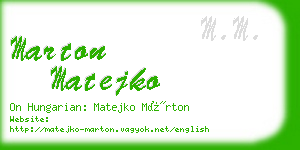 marton matejko business card